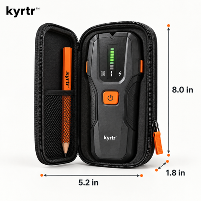 kyrtr Electronic Stud Finder Kit open pouch dimensions 8.0 by 5.2 by 1.8 inches