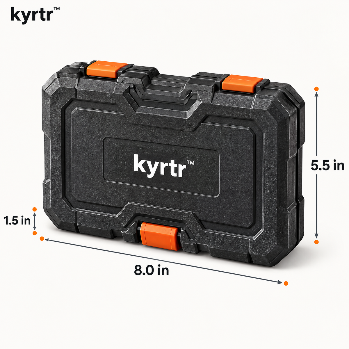 kyrtr Drill Bit and Countersink Kit case dimensions 8.0 by 5.5 by 1.5 inches