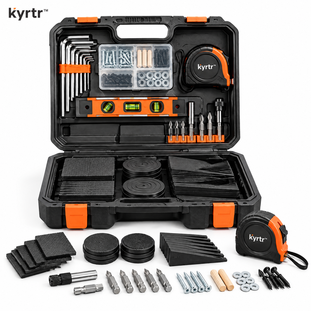 kyrtr Furniture Leveling and Assembly Kit arranged on a white background
