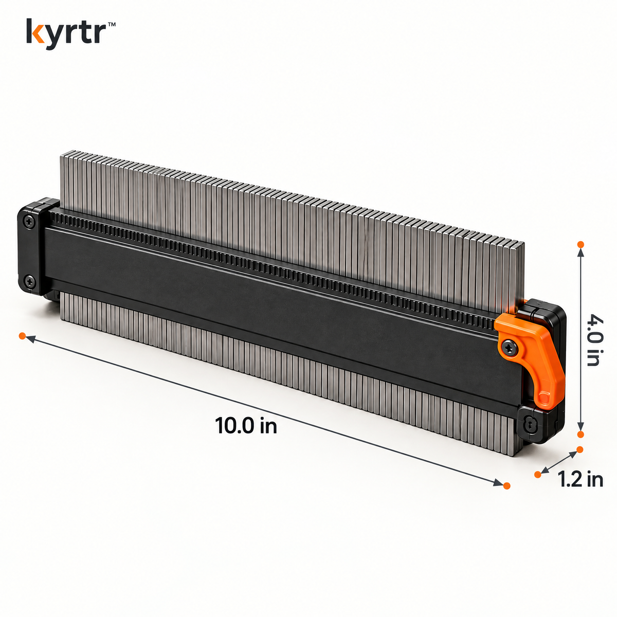 kyrtr Locking Contour Gauge dimensions 10.0 by 4.0 by 1.2 inches